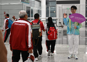 KONTINGEN AiPG Indonesia saat tiba di Bandara Internasional Xiaoshan Hangzhou, China, Senin (16/10) pukul 17.57 waktu setempat.
