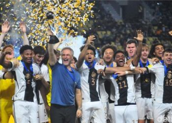 Timnas Jerman U-17 berselebrasi usai menjadi juara pada Piala Dunia U-17 setelah menang atas Timnas Prancis U-17.