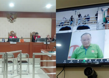 SIDANG perdana kasus dugaan TPPU dengan terdakwa Lian Silas yang di gelar secara online, Selasa (12/12).