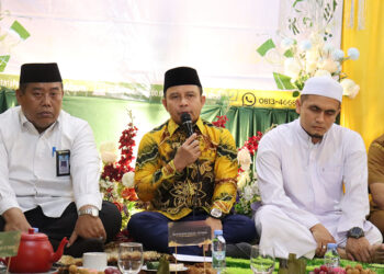 KETUA DPRD Tapin H Yamani saat memberikan sambutan pada peringatan HUT ke-23 Baznas.