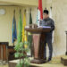 ANGGOTA Komisi II DPRD Provinsi Kalsel Dr H Karlie Hanafi Kalianda SH MH saat menyampaikan laporan pada rapat paripurna.