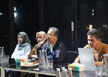 PJ Bupati Tapin M Syarifudin MPd saat membuka rapat koordinasi hasil evaluasi pemilu yang diselenggarakan Badan Kesbangpol Tapin.