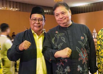 KETUA DPD Partai Golkar Kalsel Sahbirin Noor bersama Ketua Umum Partai Golkar Airlangga Hartarto, saat Silaturahmi Partai Golkar di Nusa Dua, Bali. 