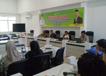 SEKDA Tapin H Sufiansyah saat membuka forum konsultasi publik 1 penyusunan dokumen KLHS RPJMD Kabupaten Tapin tahun 2025-2029, Kamis (2/5).