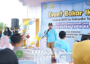 SEKDA Tapin Dr H Sufiansyah saat membuka Event Bakar Ikan yang dilaksanakan dinas perikanan dalam rangka memeriahkan peringatan Harjad ke-59 Kabupaten Tapin.