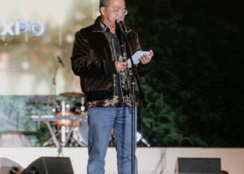 Sekdaprov Kalimantan Selatan, HM Syarifuddin saat menyampaikan sambutan tertulis Gubernur Kalsel sekaligus menutup Kalsel Expo dan BUMDes Expo 2025