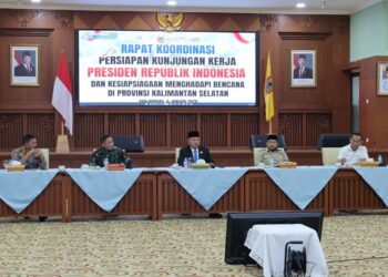 Gubernur Kalimantan Selatan, H Muhidin saat memimpin rapat koordinasi (Rakor) persiapan rencana kunjungan Presiden RI, Prabowo Subianto ke Kalsel