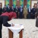 SEKDAPROV Kalimantan Selatan HM Syarifuddin ketika menyaksikan penandatanganan berita acara pelantikan pejabat fungsional di lingkungan Pemprov Kalsel di Banjarbaru.