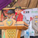 BUPATI Kotabaru H Muhammad Rusli didampingi Wabup Syairi Mukhlis saat memberikan sambutan pada peringatan hari buruh.