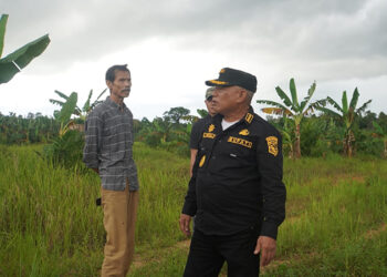 BUPATI Kotabaru H Muhammad Rusli saat meninjau infrastruktur jalan.