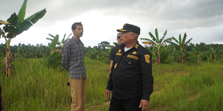 BUPATI Kotabaru H Muhammad Rusli saat meninjau infrastruktur jalan.