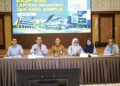 EKSPOSE Laporan Keuangan dan Kinerja PAM Bandarmasih disampaikan Direktur Utama PAM Bandarmasih, Zulbadi, didampingi Direktur Operasional Irwan Firmana, Direktur Umum dan Pemasaran Hj Yulia Riana Sari, serta dihadiri Ketua Dewan Komisaris PAM Bandarmasih, H Edy Wibowo.