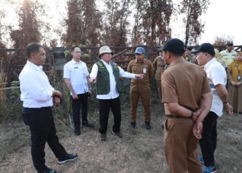 Gubernur Kalimantan Selatan, H Muhidin saat memberi arahan terkait pemadaman kebakaran hutan dan lahan (Karhutla) di kawasan lahan gambut