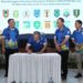 Wakil Gubernur (Wagub) Kalimantan Selatan, H Hasnuryadi Sulaiman saat menyaksikan Sekdaprov Kalsel, HM Syarifuddin menandatangani komitmen optimalisasi Platform SAPA UMKM bersama pemerintah daerah se-Kalsel